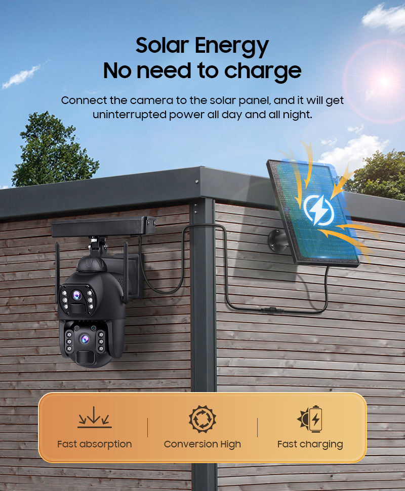 New Product AOV Low Frame Rate All Day Recording Surveillance4G Hd600MP Solar-powered Gun Ball Linked Camera