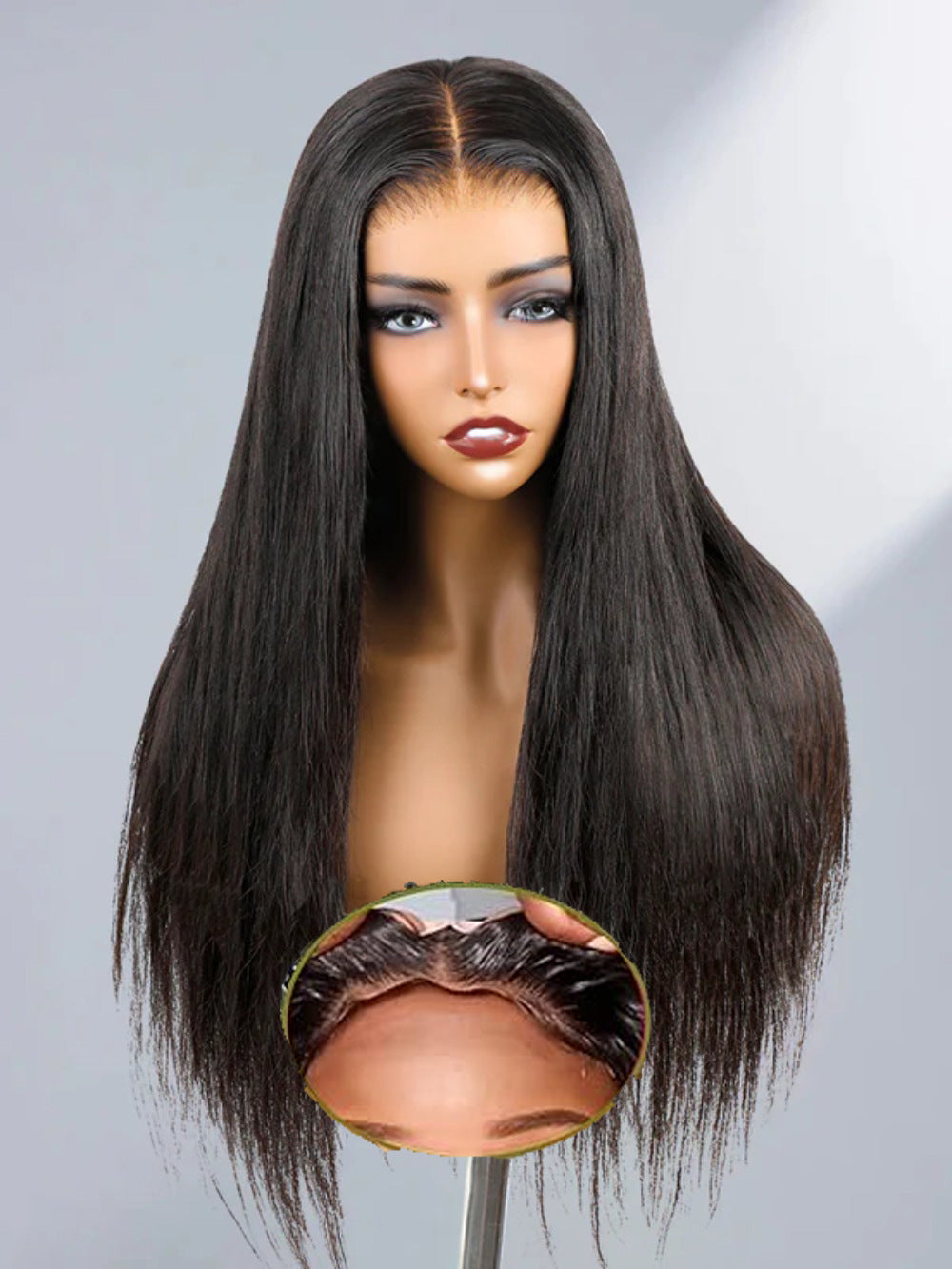 Wig for European and American Women, Middle Part, Long Straight Hair, Front Lace, Synthetic Fiber13*4*1T Headgear for Foreign Trade wigs European and American Style