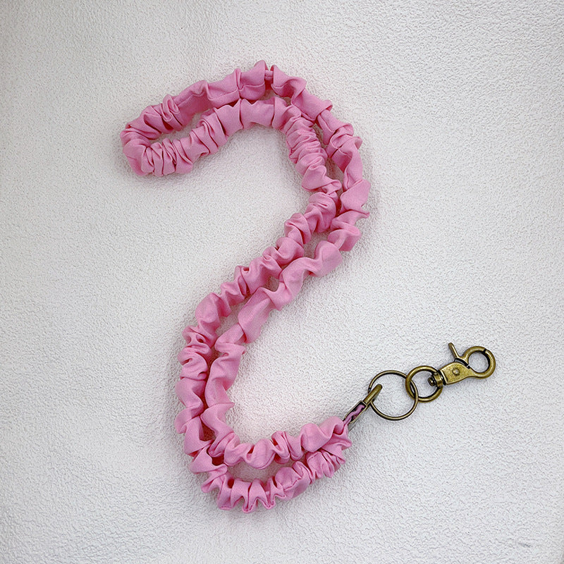 Keychain Large Elastic Polyester Wrinkle Print Hanging Ring Buckle Work Badge Phone Lanyard Chain