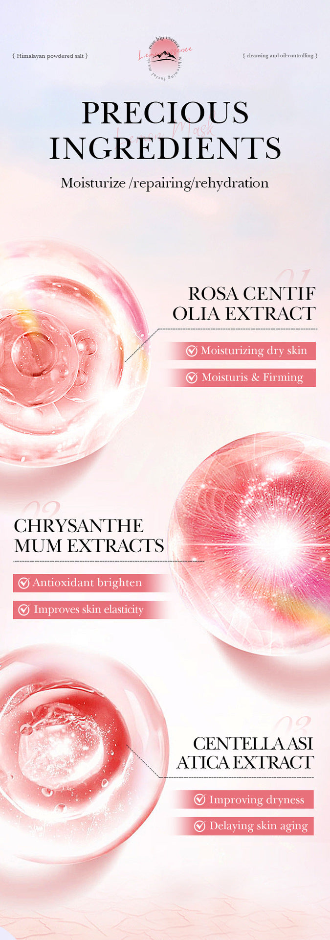 Himalayan Pink Salt Facial Cleanser SADOER Pore Cleansing Facial Cleanser Cross-Border Wholesale