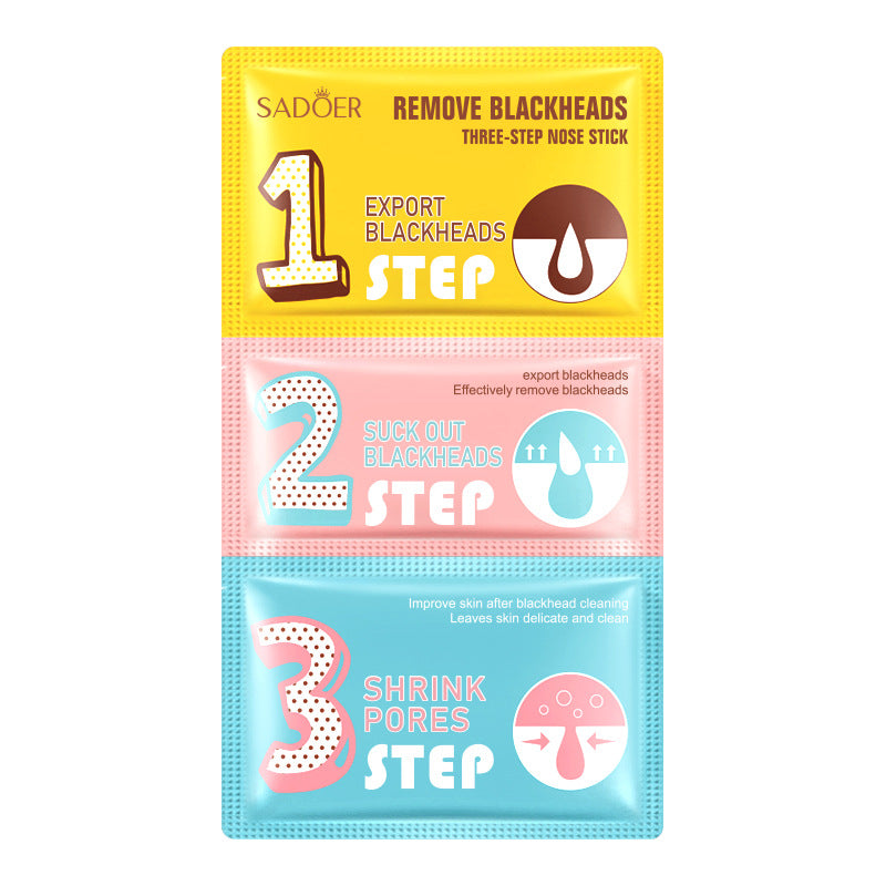 Three Steps to Remove Blackheads Nose Strips SADOER Skin Care Products T District Nursing Set Cross-Border Foreign Trade Wholesale