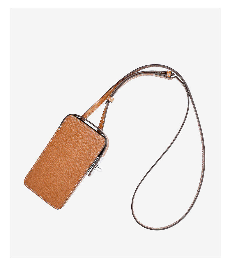 European and American New Style Cowhide Phone Bag for Women, Crossbody Small Bag with High-end Feel, Lightweight Mini Women's Bag, Simple Design