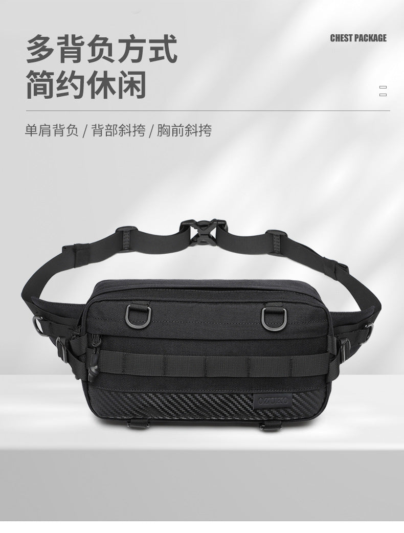 OZUKO Tactical Waist Bag Men's Crossbody Bag Multifunctional waterproof outdoor sports trendy brand portable bag