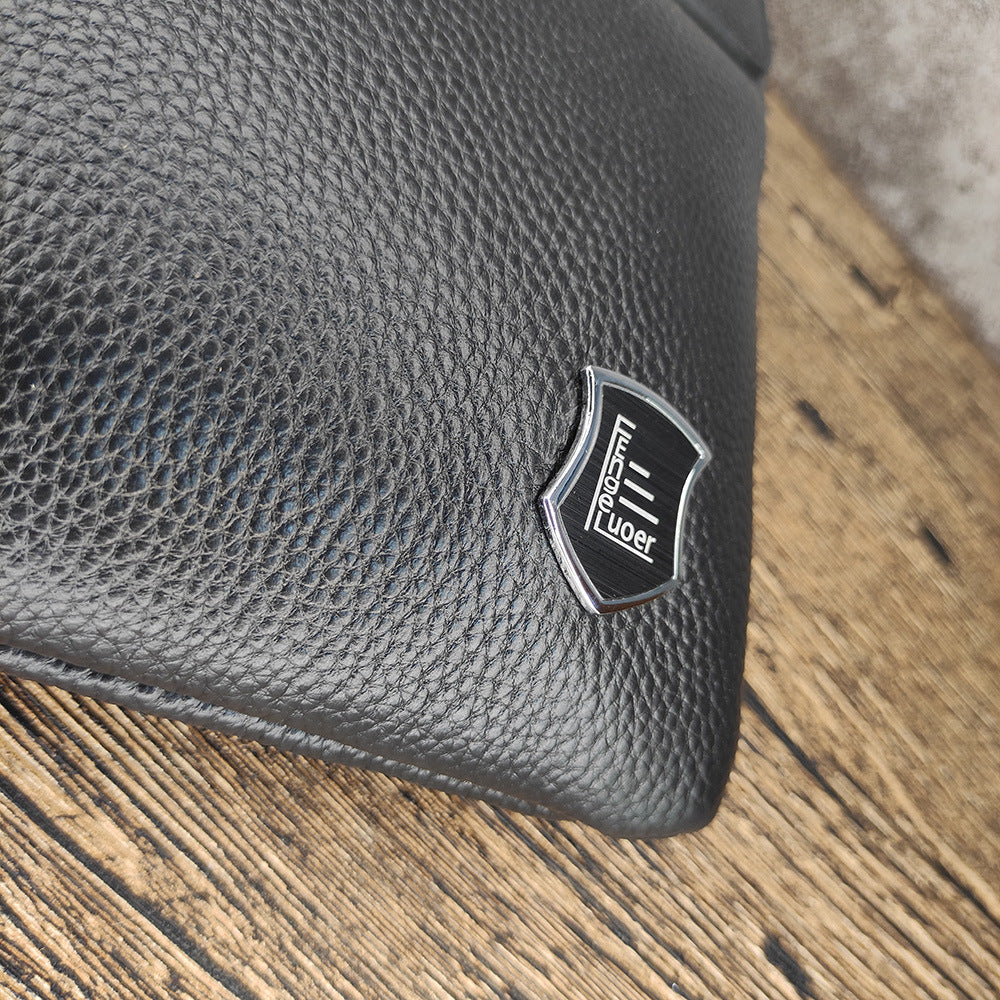 Business Commuting Genuine Leather Clutch Bag for Men, Casual Large Capacity Top Layer Cowhide Men's Handheld Wallet Phone Bag