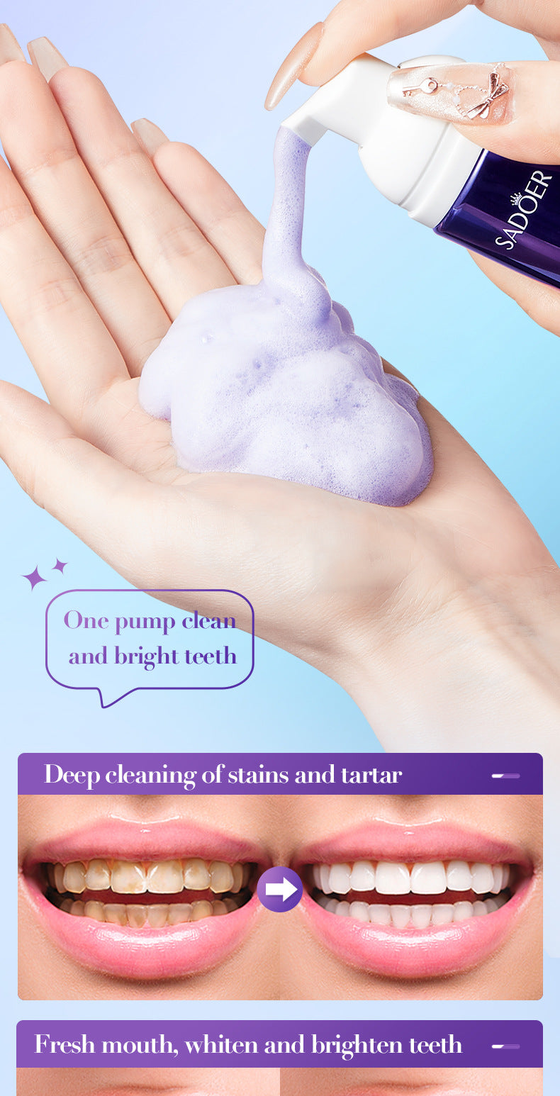 V34Whitening Foam Toothpaste SADOER Clean Teeth Clean Mousse Cross-Border Foreign Trade Wholesale