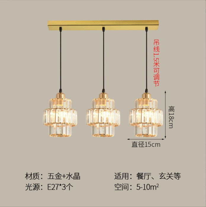 Export Simple Restaurant Crystal Pendant Light Single Head3Headboard Pendant Light Dining Table Bar Crystal Pendant Light Wholesale