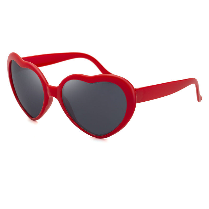 Light Changing Heart Romantic Glasses Night Internet Celebrity Same Style Sunglasses Trendy Heart Sunglasses Stage Performance