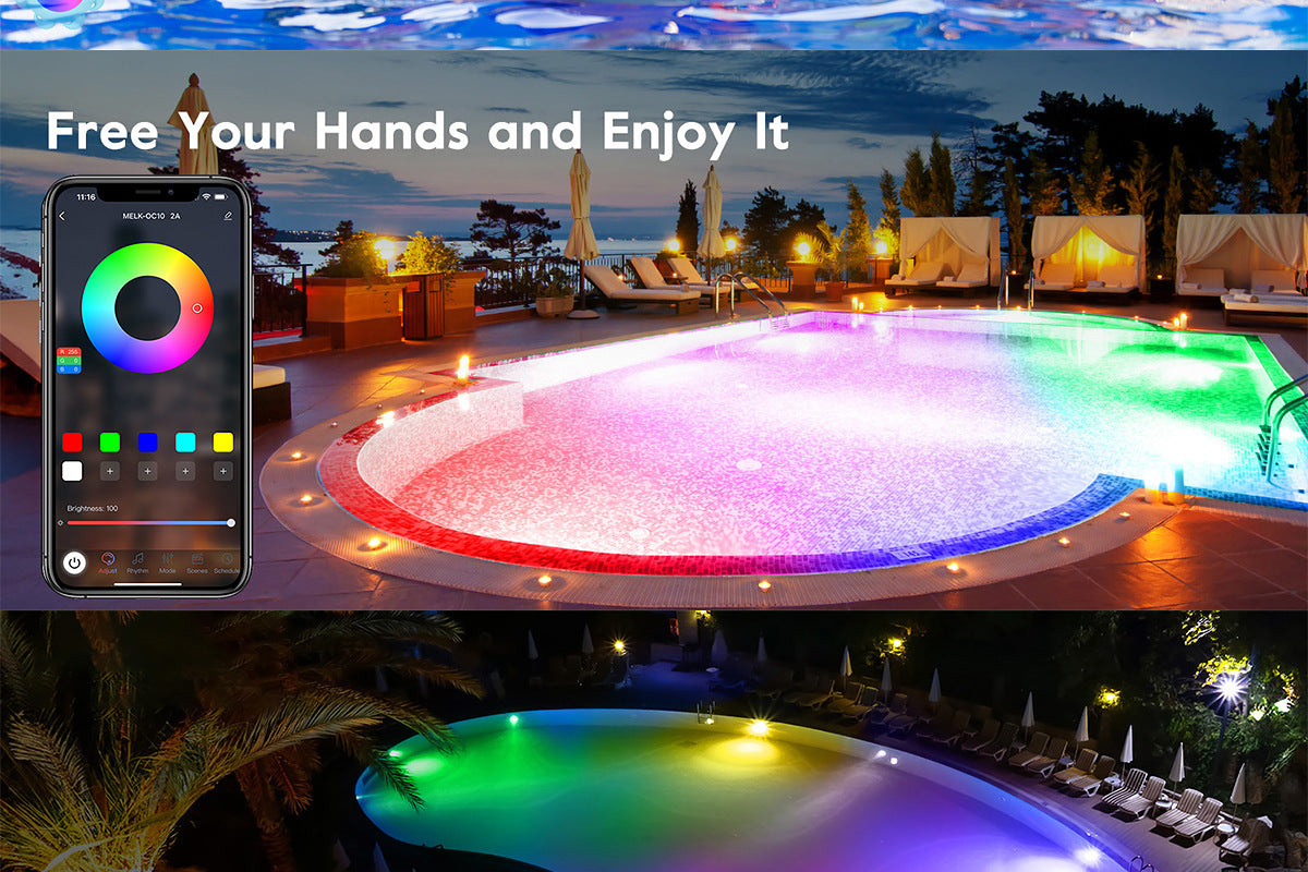 Bluetooth Pool Light IP68Waterproof Underwater Light LED Atmosphere Light Underwater Light Outdoor Hanging Pool Light