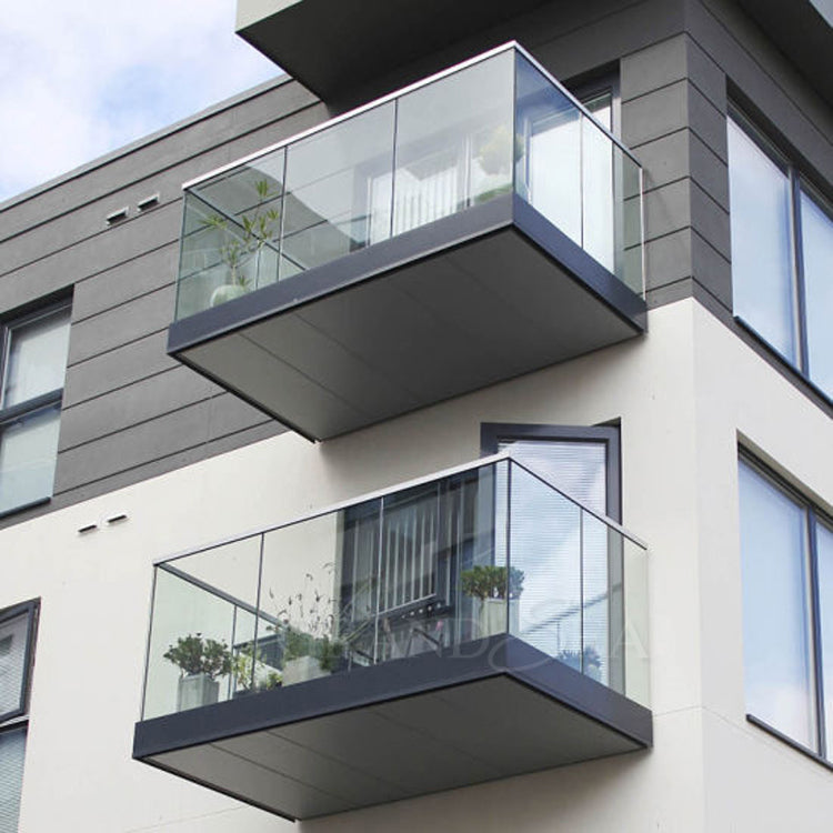 Outdoor Stainless Steel Balcony 12mm Glass Railing Balustrade Designs