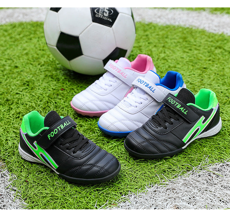 New football shoes for men and women with Velcro for children TF Broken Nail Style Youth Student Grassland Flat Training Shoes