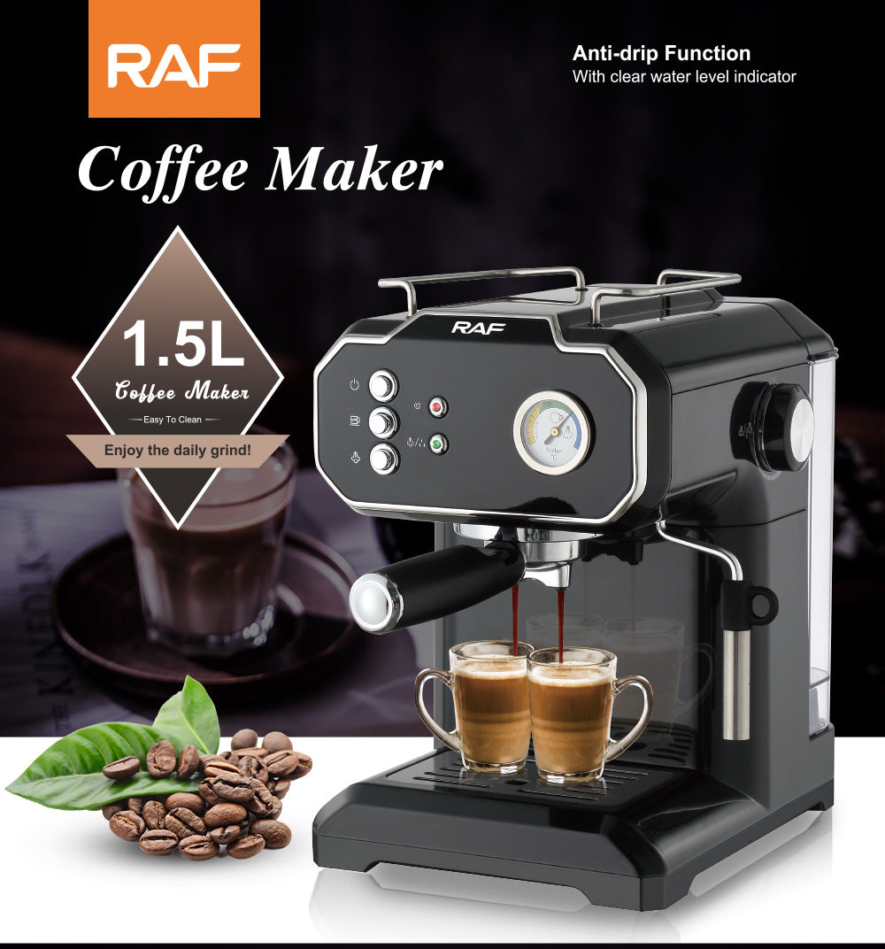 European Standard  Italian Coffee Machine for Home Use, Small Semi-Automatic High-Pressure Steam Milk Frother for Office R104