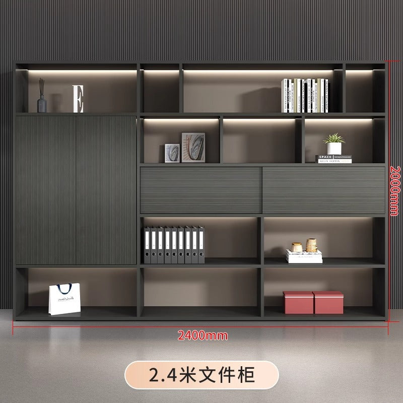 Boss Office Light Luxury Wooden Archive File Cabinet Archive Cabinet Storage Bookcase Manager Room Background Cabinet