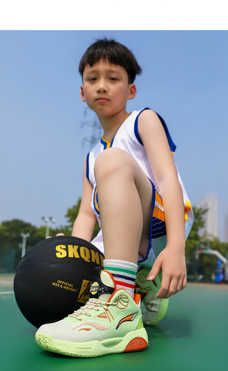 Boys' Casual Fashion Trendy Children's Shoes Non-Slip Wear-Resistant Sports Shoes for Elementary School Students Training Multi-Color Basketball Shoes