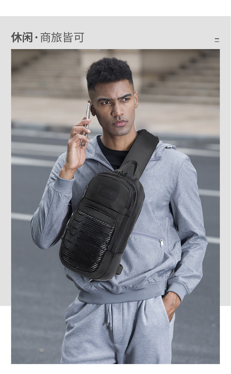 OZUKO Men's Tactical Chest Bag Waterproof Oxford Cloth Crossbody Chest Bag Trendy Outdoor Sports Shoulder Bag