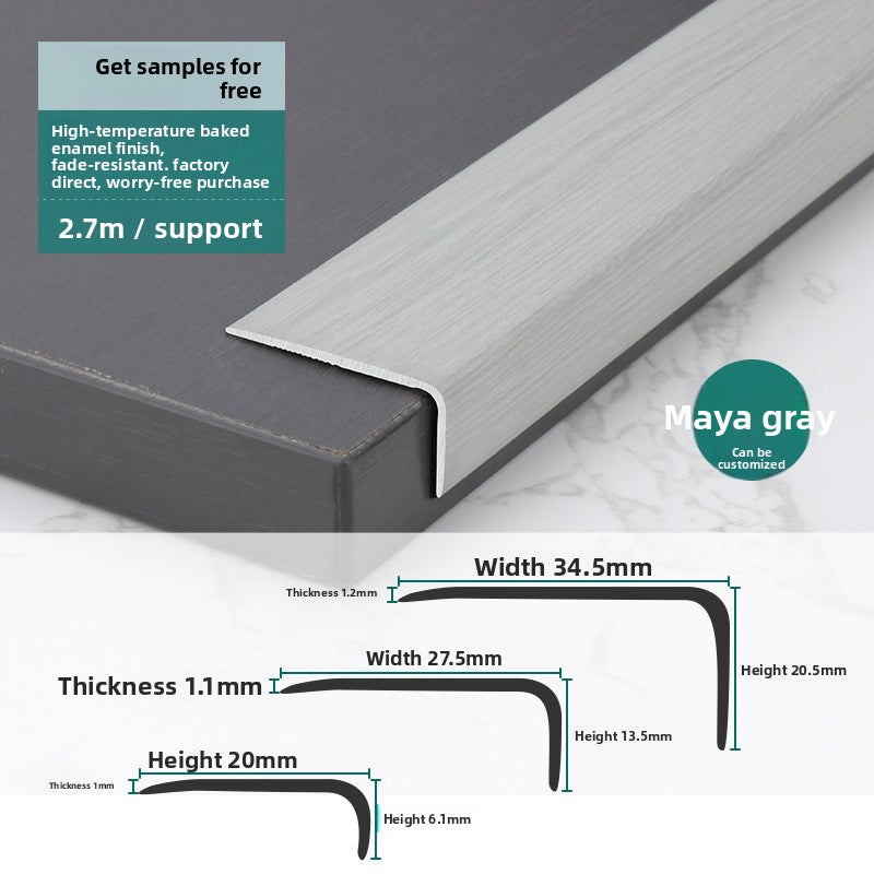 Aluminum alloy wood floor edge trim strip floor finishing strip L Wood grain trim strip7Door threshold trim edge sealing strip