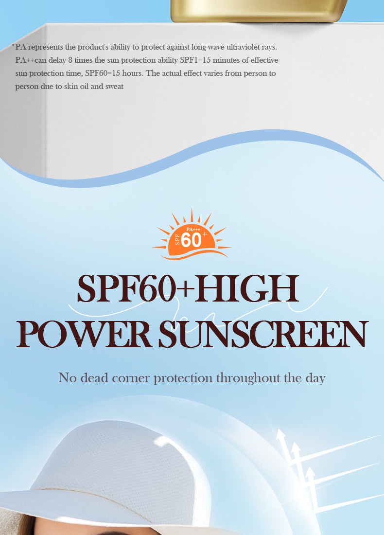 SPF60+Sunscreen30g SADOER Gold Collagen Protective Isolation Cross-Border Wholesale
