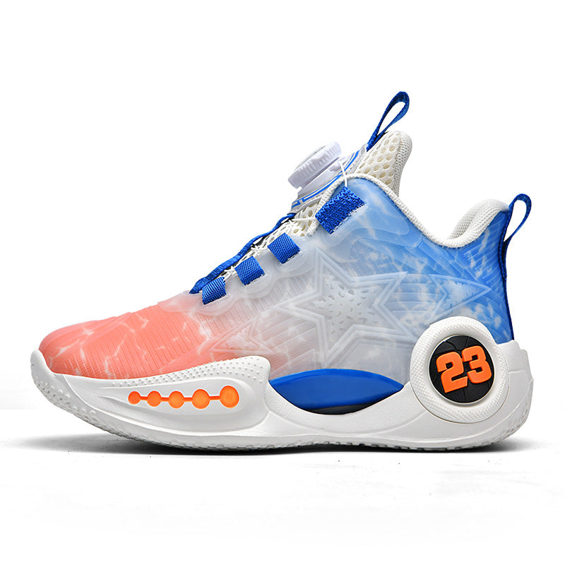 New Girls Light Elastic Damping Children's Shoes Boys Rotating Buckle Luminous fashion Casual Sports Children's Basketball Shoes