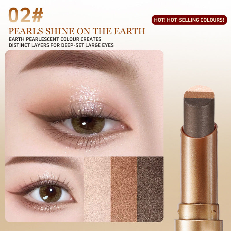 One-Stroke Gradient Lazy Three-Color Eyeshadow Stick Matte Shimmer Pearl Highlight Eyeshadow Pen