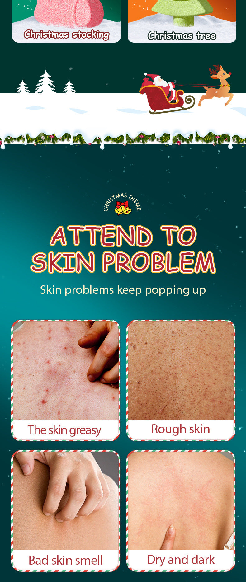 Cross-Border Christmas Stocking Bath Bombs SADOER Deep Cleansing Body Bath Bath Salts Export Manufacturer Wholesale