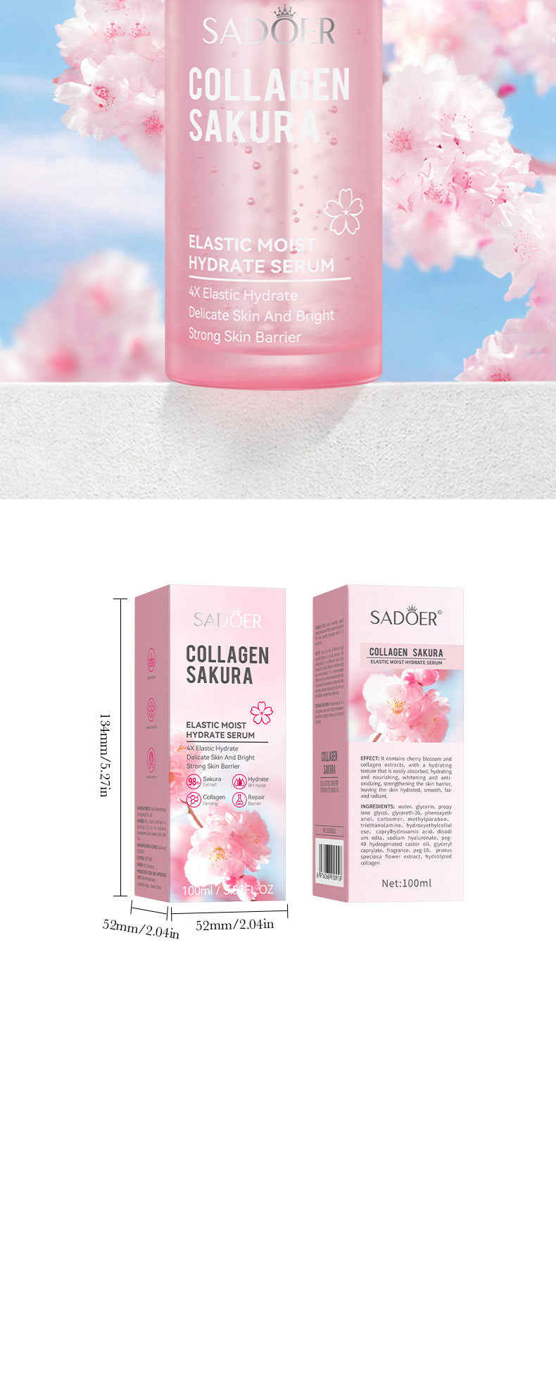 Full English Sakura Essence100ml SADOER Collagen elastic moisturizing essence  wholesale