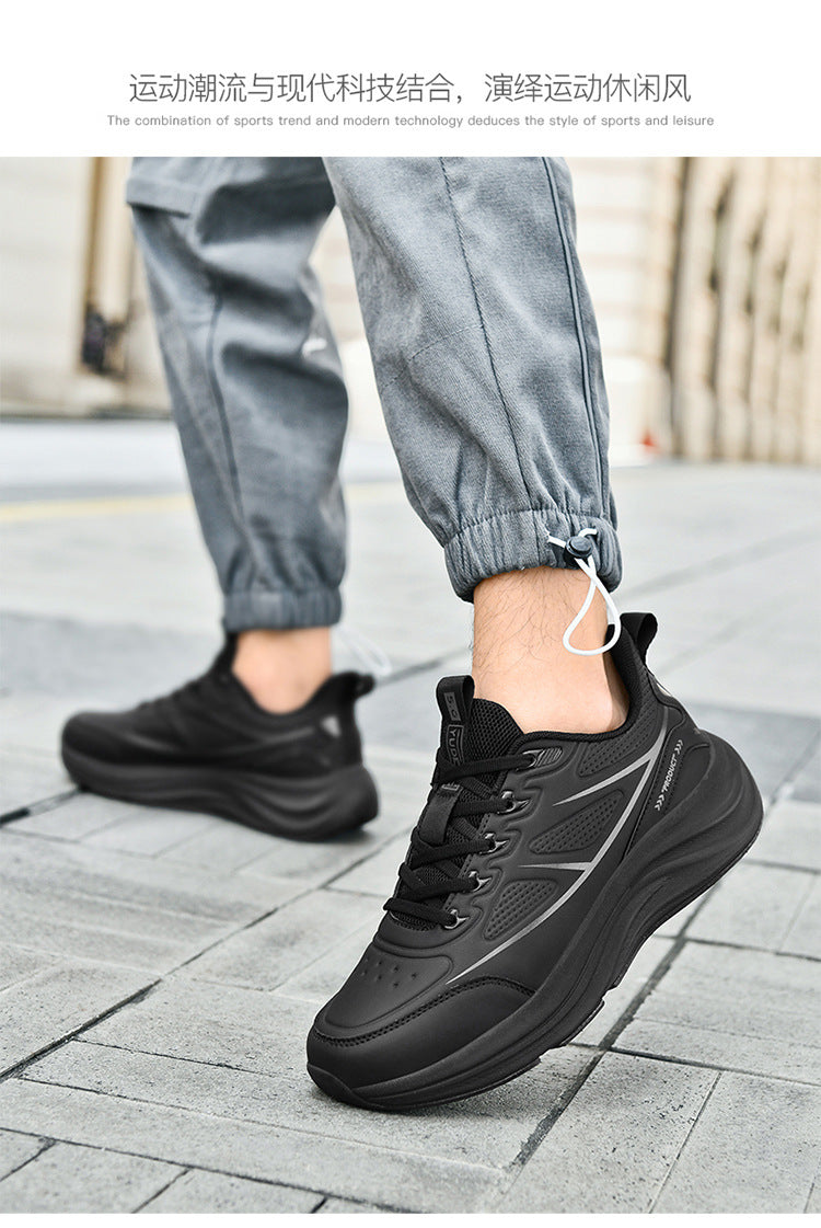 2025New Large Size Leather Waterproof Trendy Casual Men's Shoes Non-Slip Wear-Resistant Sports Shoes Shock Absorption Comfortable Running Shoes
