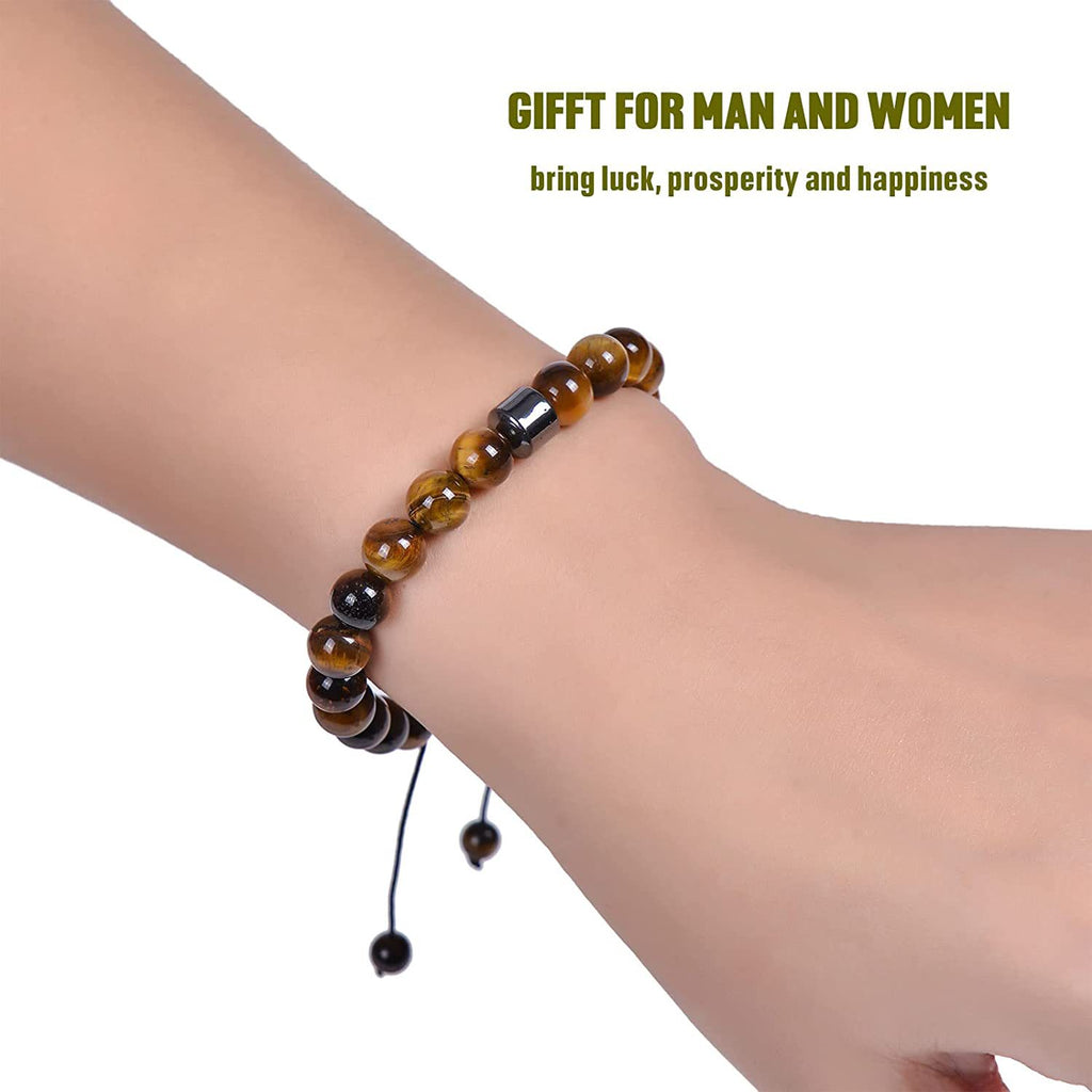 Popular Natural Tiger Eye Stone Alloy Bracelet Adjustable Braided Bracelet Factory Direct Sale