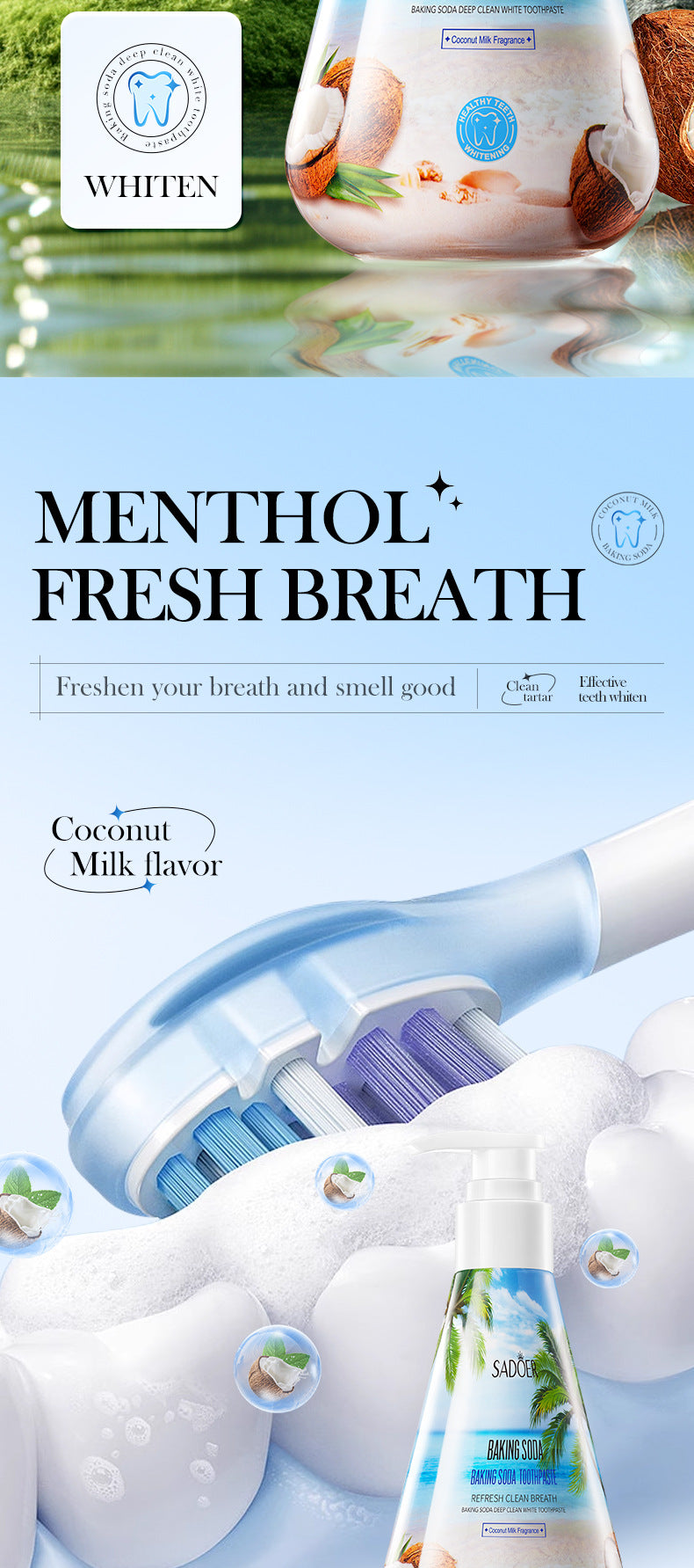 All English Toothpaste220gSADOER Niacinamide Probiotic Cleansing Stain Removal Oral Freshening  Wholesale