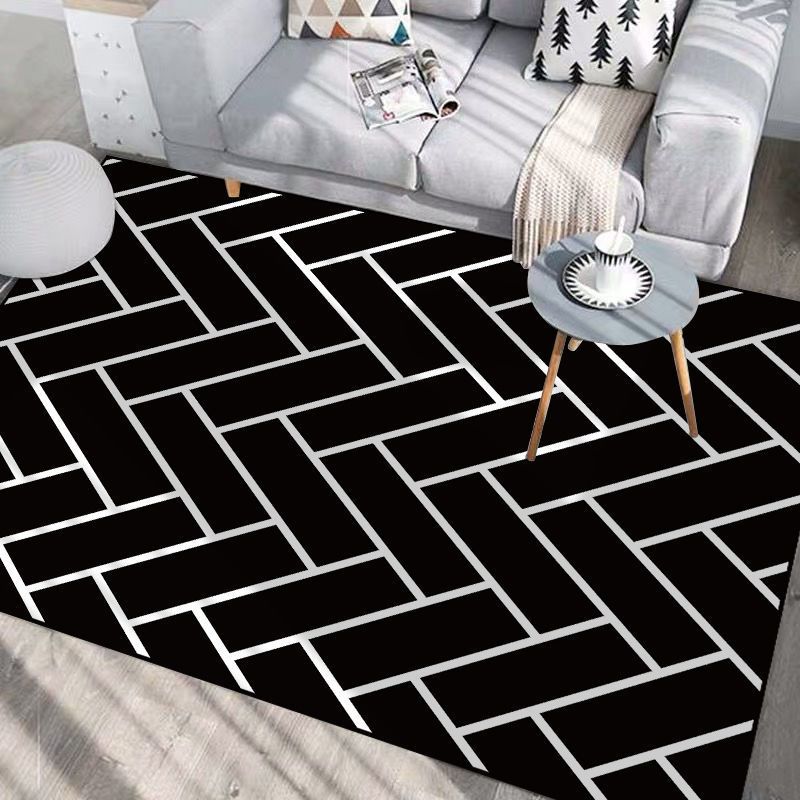 Carpet for Living Room, Stain-Resistant, Easy to Clean, Crystal Velvet Sofa Coffee Table Rug, Cooling, Silent, Light Luxury, Non-Slip Bedroom Bedside Rug