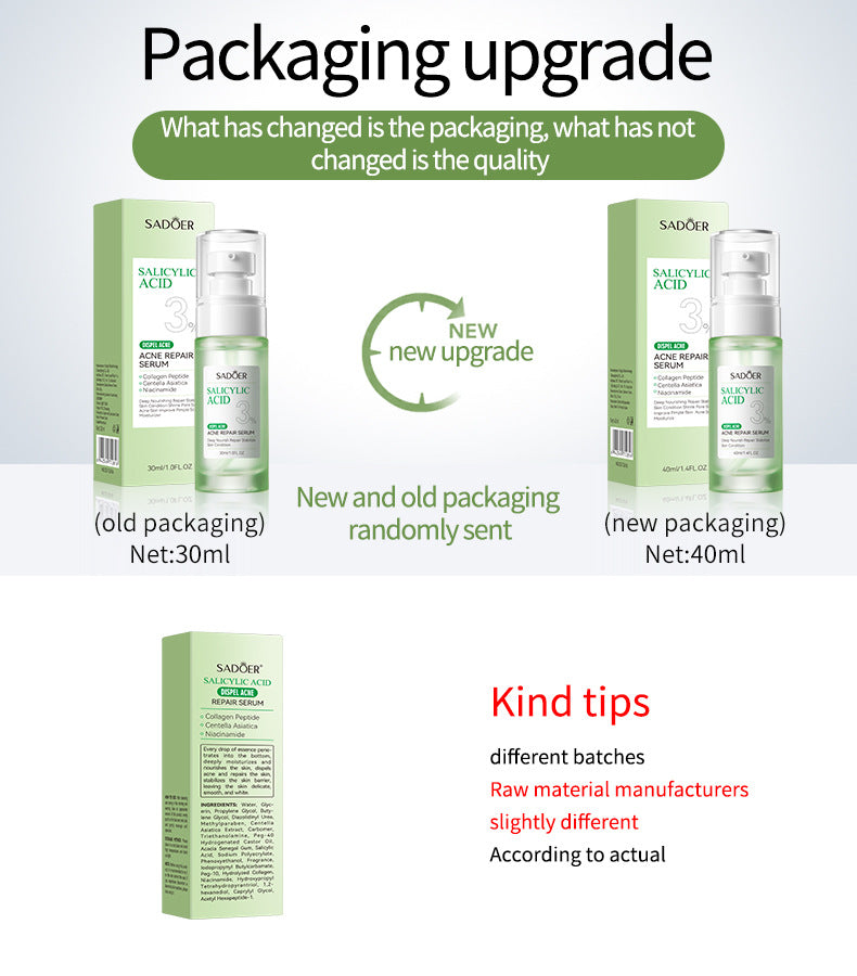 Full English Salicylic Acid Skincare Series SADOER Anti-acne Amino Acid Moisturizing and Hydrating Skin Care Products  Foreign Trade Approval