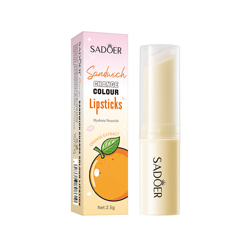 Full English Fruit Filled Temperature Changing Lip Balm SADOER Hydrating Moisturizing Temperature Changing Lip Balm for Foreign Trade