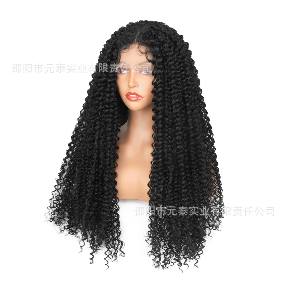 13X4X1Small Front Lace Wig African Small Curly Hair Synthetic Wig Corn Silk Curly Wig Cross-Border Hot Sale