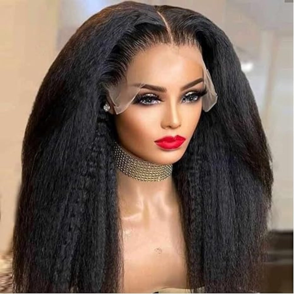 Lace Front Wig for European and American Women Yaki Long Straight Hair with Middle Part Tpart Synthetic Hair Headband wigs Women's Wig