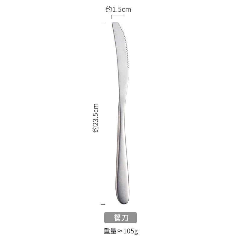 New Moon Moonlight Retro Vintage Stainless Steel Western Cutlery Set Snowflake Matte Texture Industrial Style Chopsticks Tableware