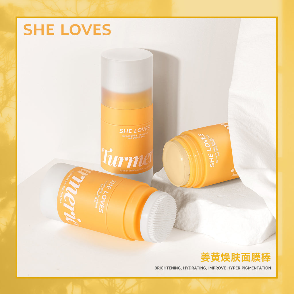 Exclusive Supply sheloves Turmeric Solid Mask Deep Cleansing Brightening Skin Color Oily Skin Smear Mud Mask Stick