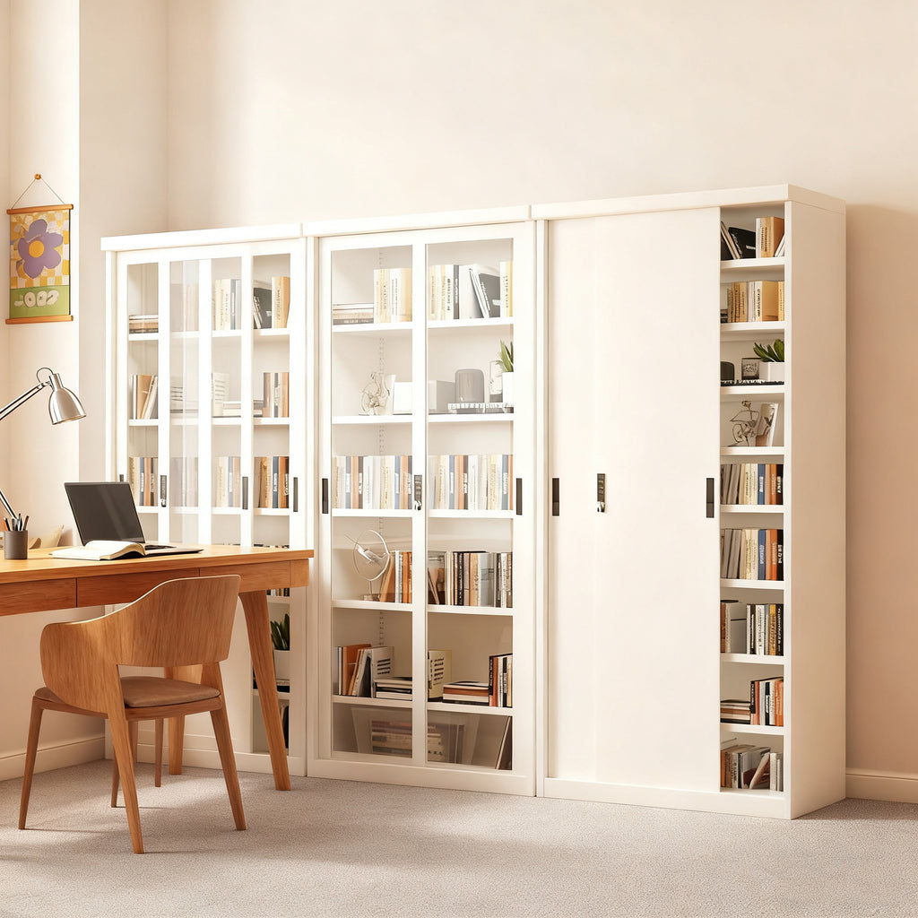 Custom Honeycomb Aluminum Alloy Sliding Door Bookshelf Dustproof Sliding Door Display Cabinet Office Children's Book Glass Door Floor-standing