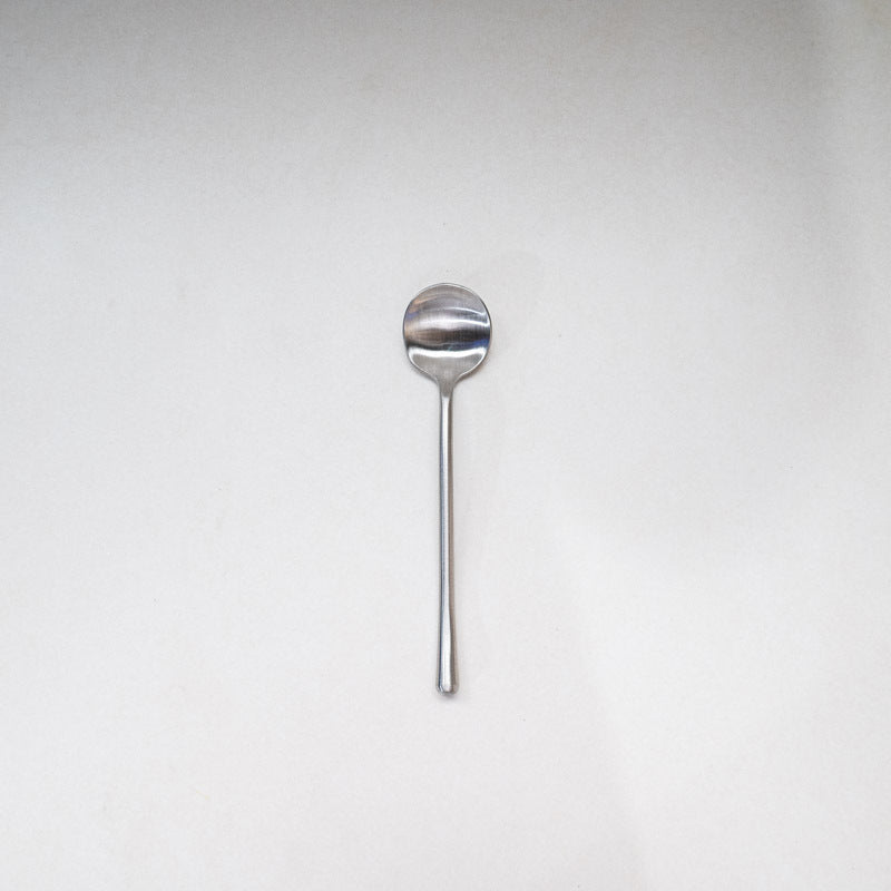 Japanese Style ins304Stainless Steel Thickened Round Dessert Spoon Western Cutlery Set Long Handle Fruit Fork