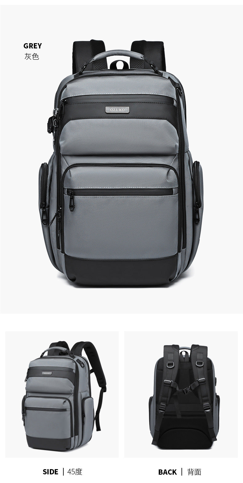 OZUKO Business Backpack Men's Commuting Computer Backpack Waterproof Large Capacity Business Travel Portable Men's Bag