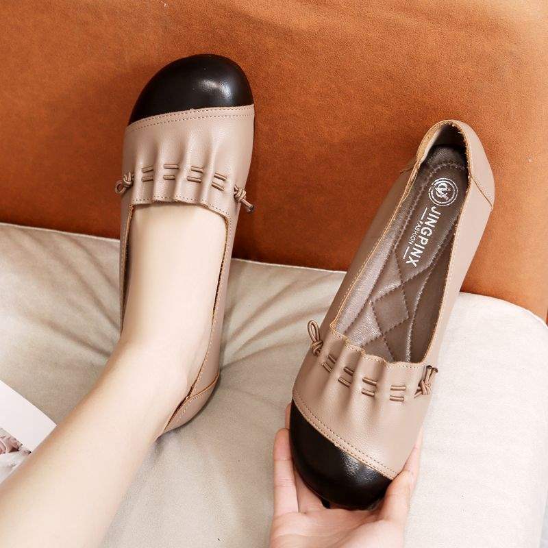 Soft Bottom2025New Spring and Summer Women's Casual Leather Shoes Flat Bottom Middle-aged and Elderly ladieswear Shoes Non-slip Women's Shoes