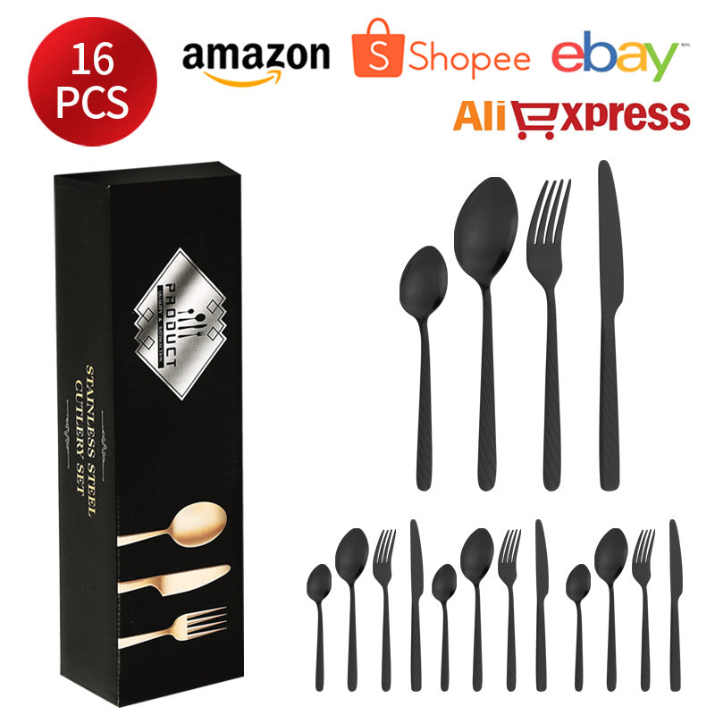 410Stainless Steel Tableware Hotel Restaurant Hemp Rope Pattern Knife Fork Spoon24Set of Western Steak Knives and Forks