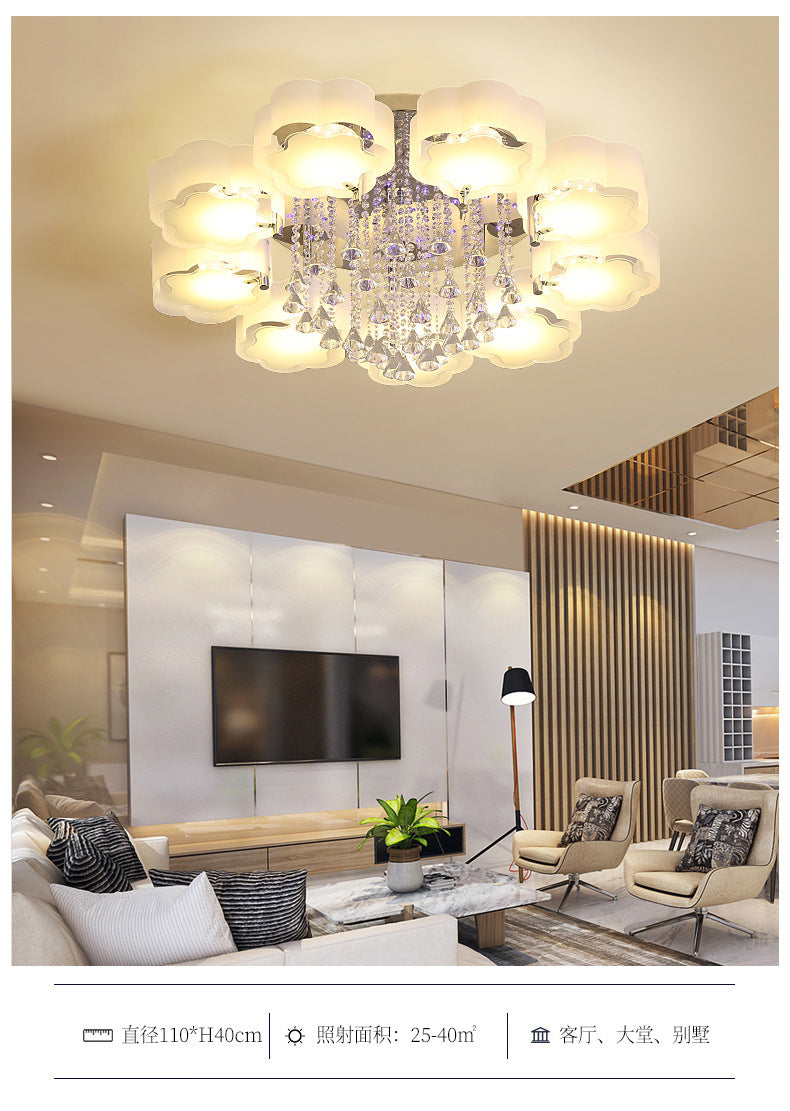 Living Room Lamp Crystal Lamp LED Ceiling Lamp Round Bedroom Lamp Simple Modern Elegant Home Dining Room Balcony Lighting