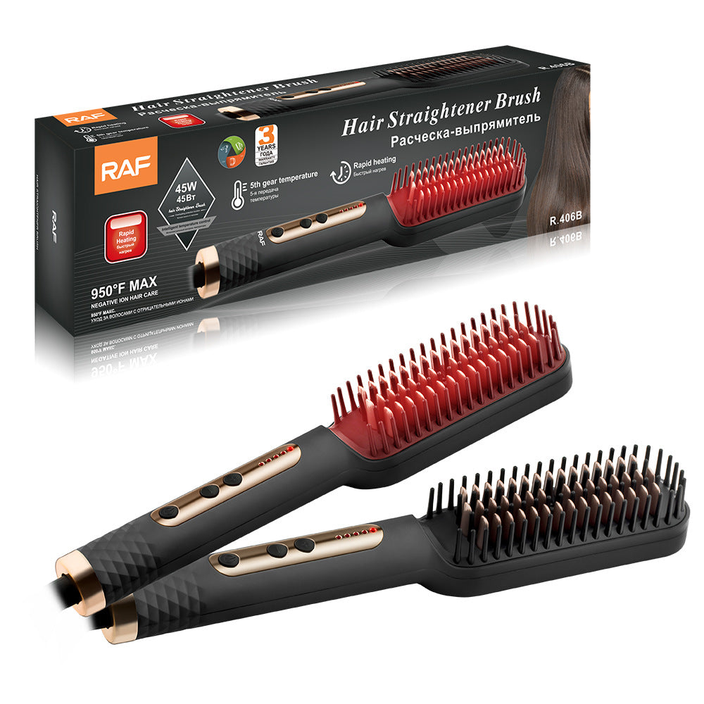 RAF EU Standard Hair Straightening Brush Non-Damaging Hair Straightening and Curling Dual-Use Electric Curling Iron Hair Straightener for Home Use