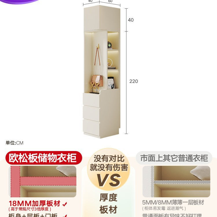 Modern Minimalist Sliding Door Wardrobe Corner Desk Integrated Combination Elevated Cabinet Top Master Bedroom Home Bedroom Wardrobe