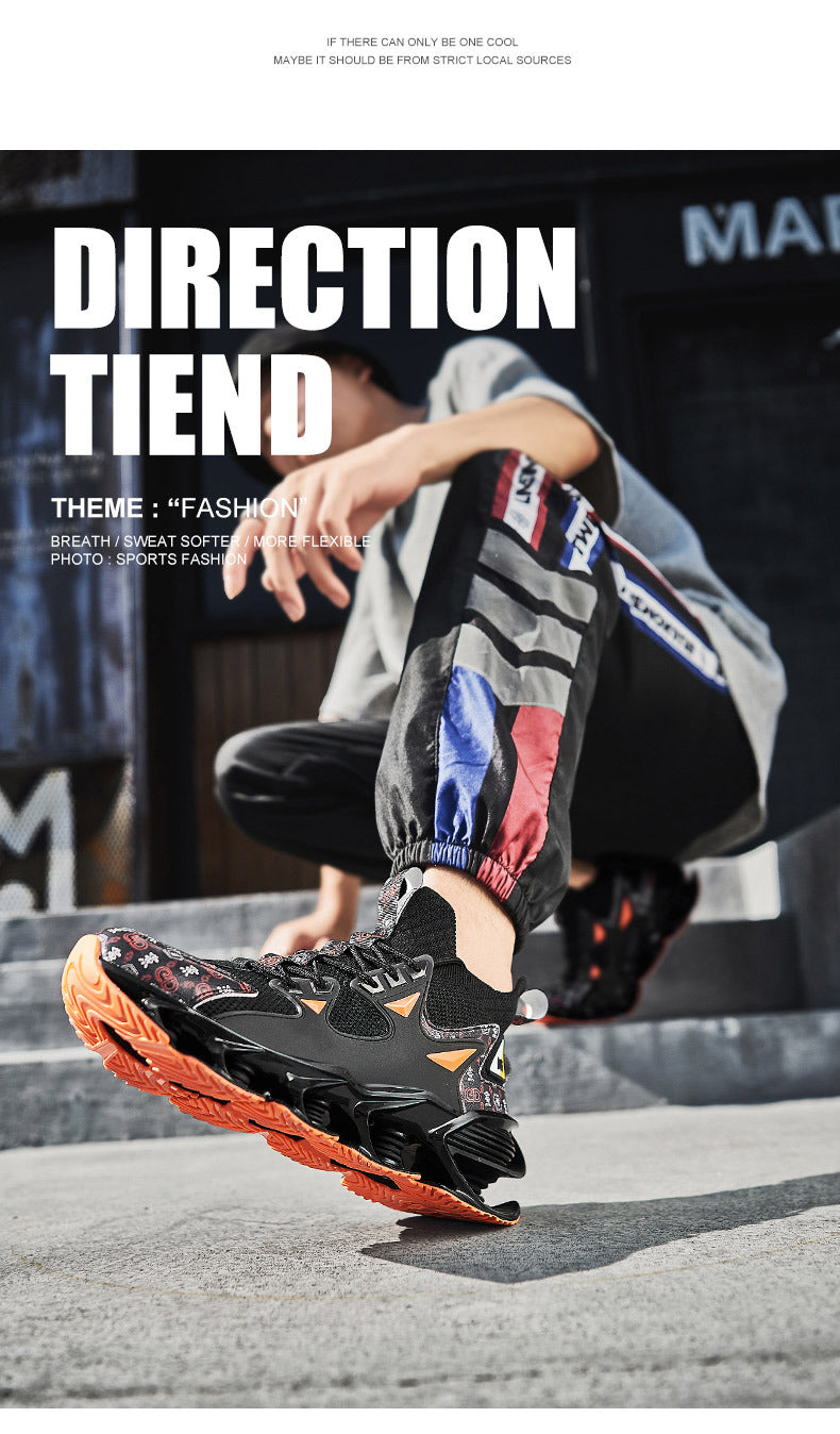 Fashion Blade Men's Shoes Mesh Breathable Sports Casual Running Shoes Men's Shock Absorption Anti-Slip Height Increasing Dad Trendy Shoes