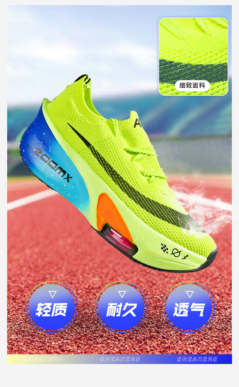 2025Autumn New High Elastic Double Mesh Breathable Sports Shoes Air Cushion Shock Absorption Full Palm Carbon Plate Couple Racing Running Shoes