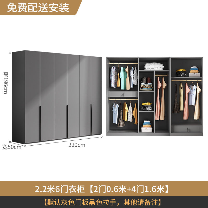 Flat Door Wardrobe for Home Bedroom, Easy Assembly, Suitable for Rental Rooms, Small Apartments, Three-Door, Four-Door, Five-Door, Six-Door Large Wardrobe