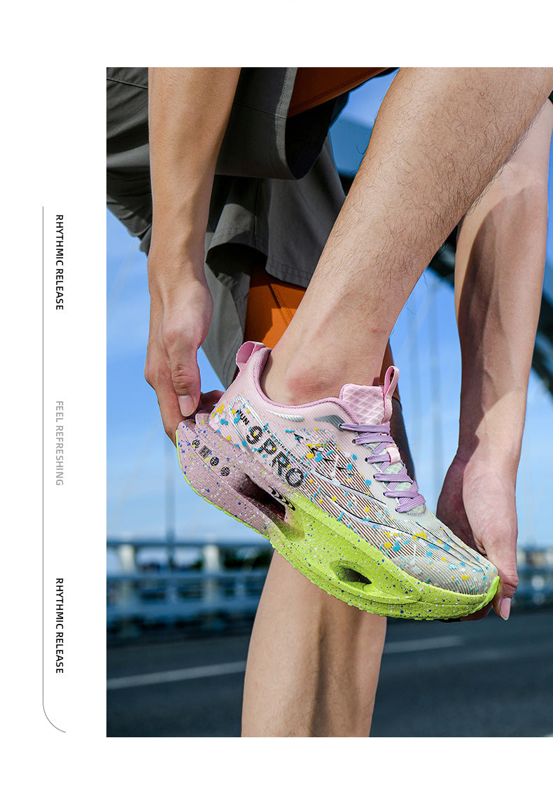 Autumn New Red Rabbit9Fluorescent Breathable Comfortable Couple Sports Shoes Ultra-Light Cushioning Rebound Anti-Slip Wear-Resistant Running