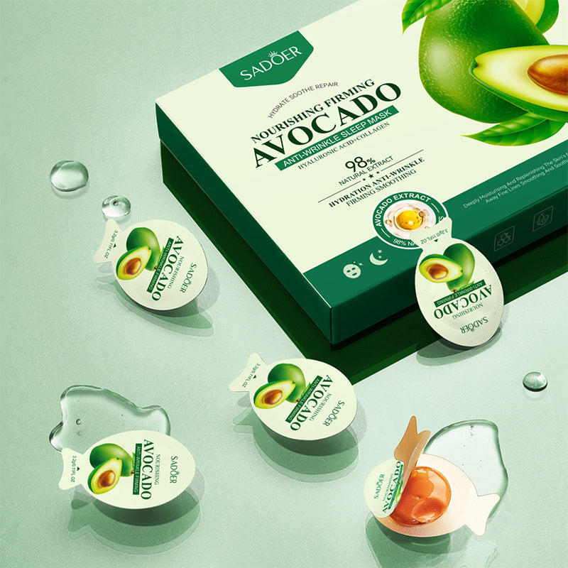 Sleep Mask SADOER Avocado Portable Smear-On Nourishing Anti-Wrinkle Freeze Mask Cross-Border Foreign Trade Wholesale