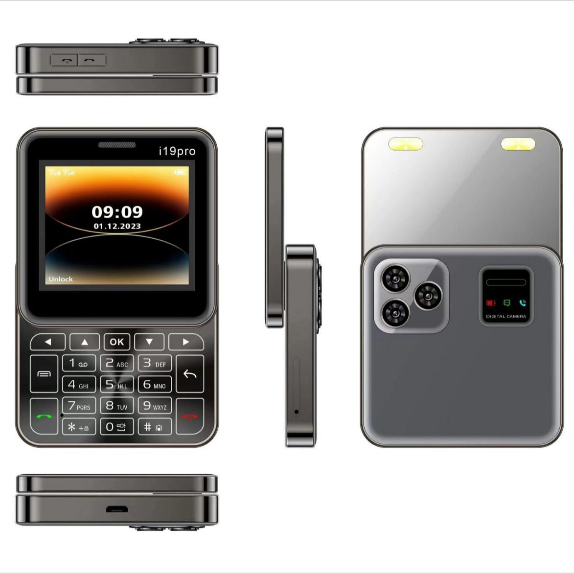 Mini Rotary Function button phonei19pro Rotate180Mini Phone