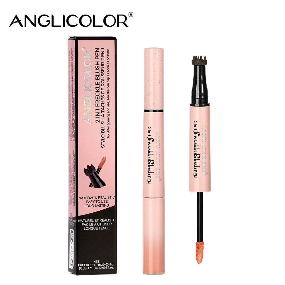 Dual-Head Freckle Pen Blush Liquid Two-in-One Natural Spot Enhancer Waterproof Long-Lasting Mole Spot Pen