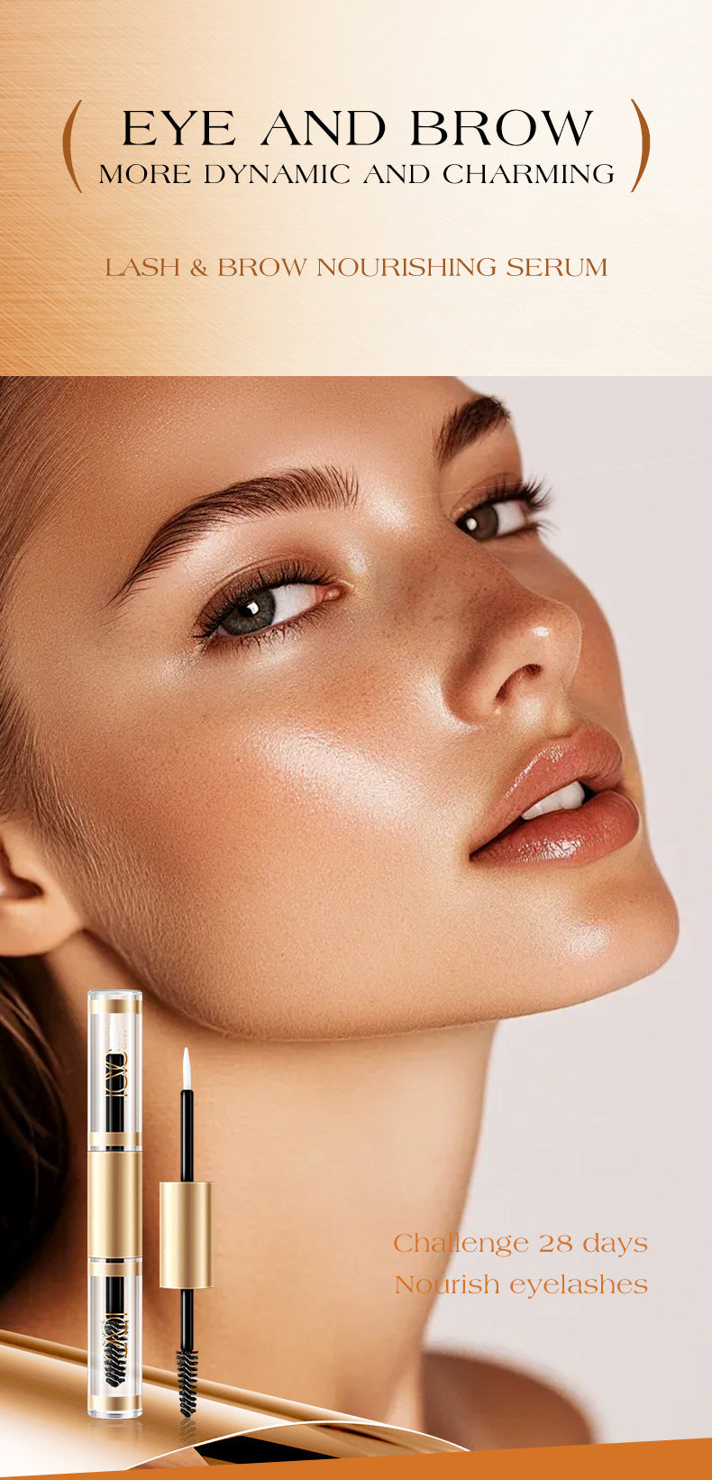 European Dropshipping Double-Ended Mascara Curling Dense Eyebrow Liquid Packaging Makeup Customizable Label